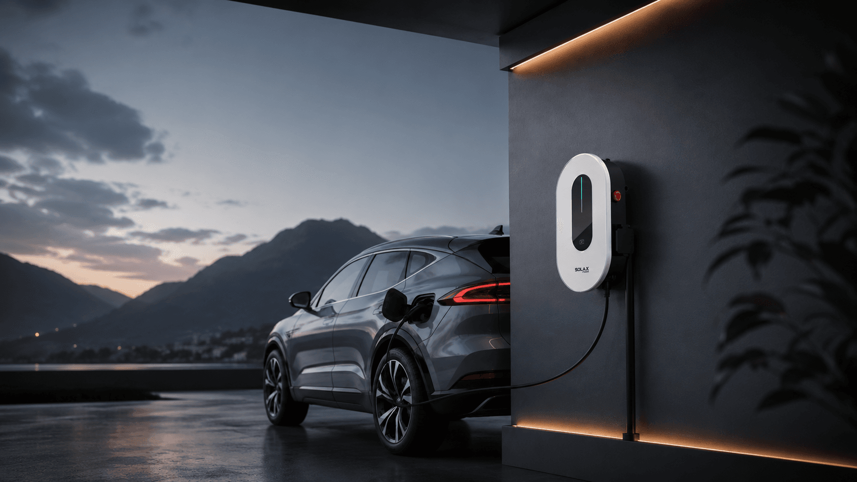 Carregador EV em garagem moderna