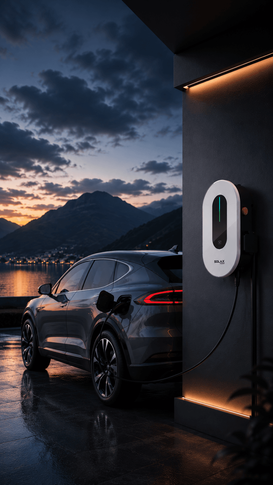 Carregador EV em garagem moderna